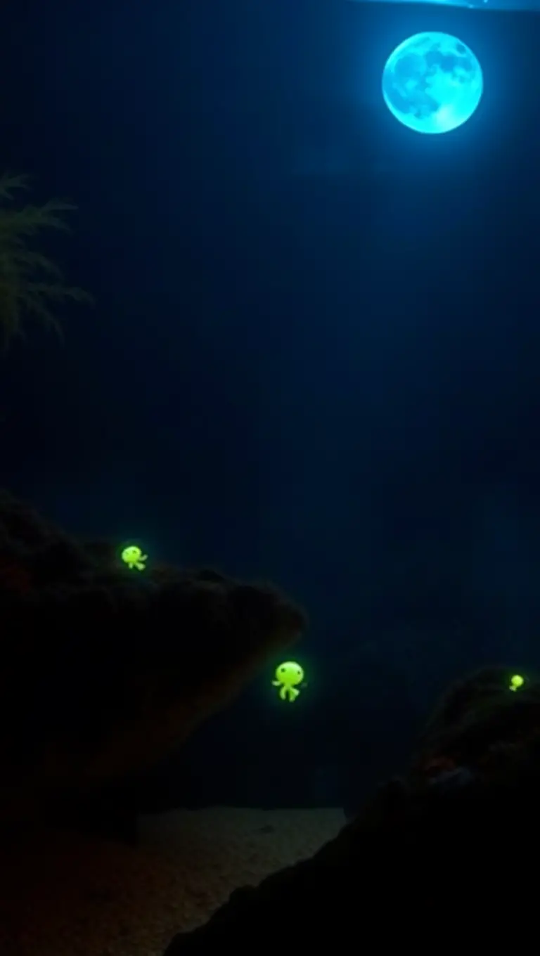 Mysterious Bioluminescent Ocean Background for Fish Tank